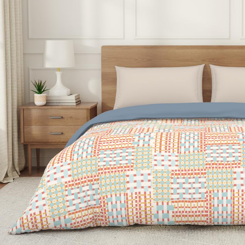 Image of Welspun Arlo Double Bed Quilt Comforter, 2-in-1 Reversible, Lightweight AC Quilt Blanket, Soft Breathable Microfiber for All Seasons & Winter Use, 200x200 cm Double Bed Quilt, Coral Almond