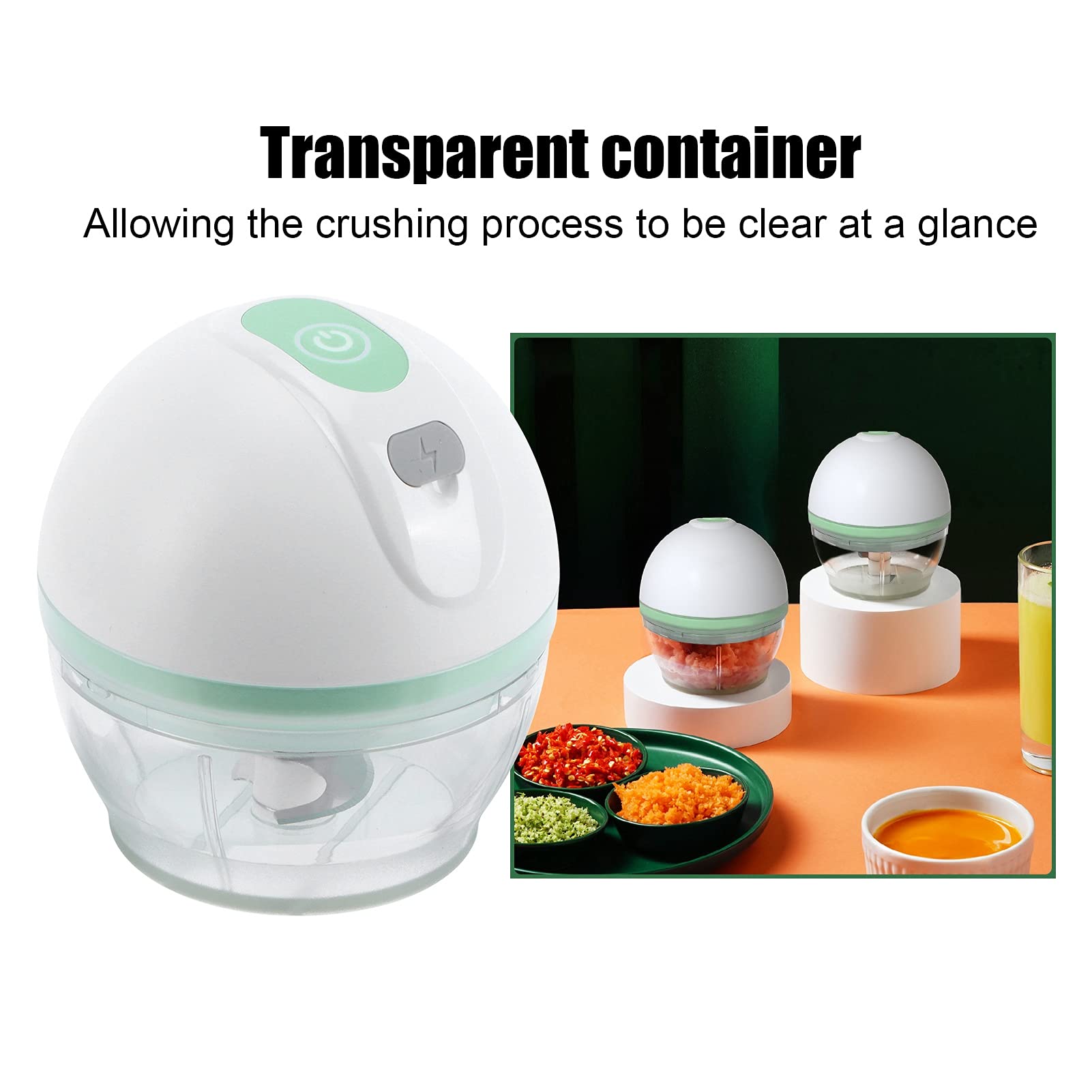 Garlic Masher, Mini Electric Food Chopper Onion Chopper Small Food Processor Mincer with USB for Nuts Chili Onion Minced Meat and flavorings