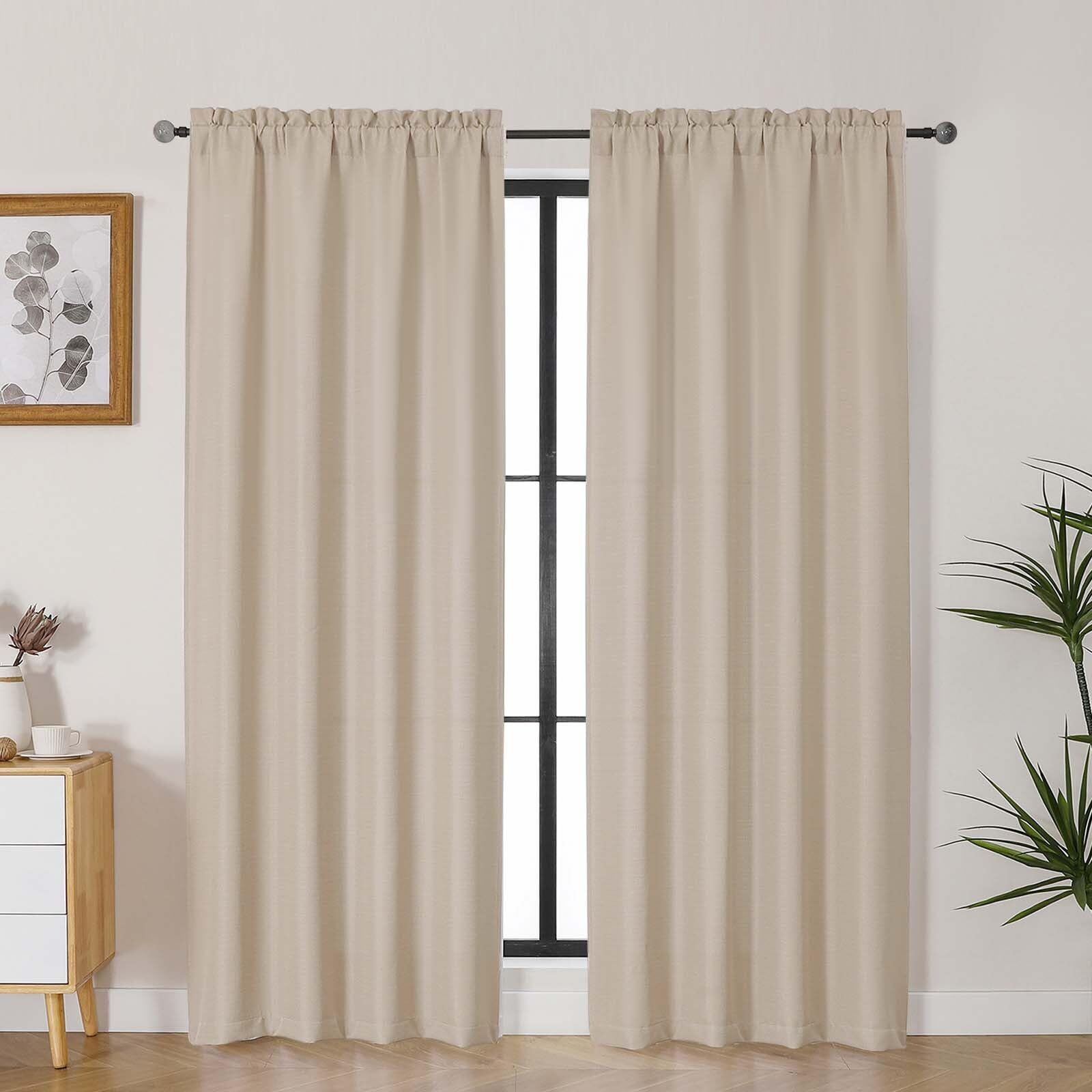 Photo 1 of Lecloud Bessie Curtains 78 Inches Long 2 Panels, Rod Pockets Airy Window Curtains for Bedroom Decor, Light Filtering Faux Linen Textured Drapes for Living Room, Each 40" W x 78" L, Linen Color
