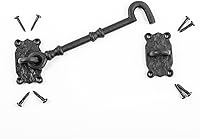 Vista 3 de Renovators Supply Manufacturing Cerradura de puerta de 7.3 pulgadas, gancho de hierro forjado negro y pestillo para puerta con accesorios