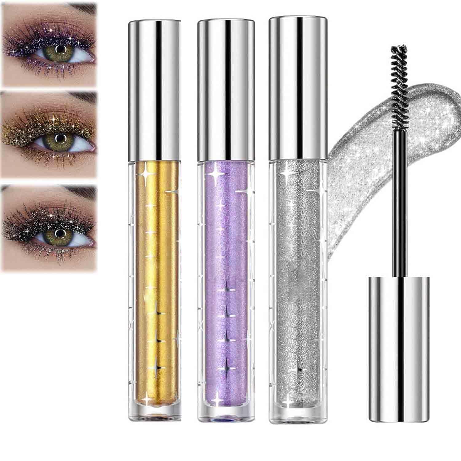 GUIBEIZU Question Beauty Glitter Mascara,Sparkle Mascara for Eyelashes,Glitter Mascara for Women,4D Glitter Lash Mascara for Women Waterproof,Party Wedding