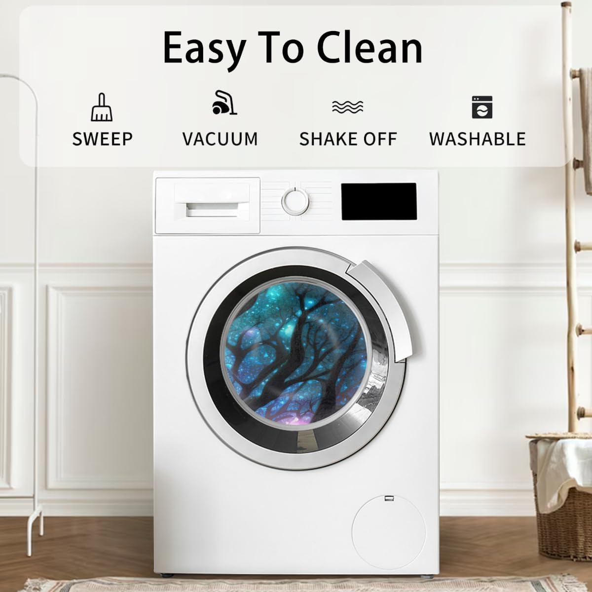 Half Round Door Mat Galaxy Tree of Life Semi Circle Area Rug Washable Half Moon Bathroom Rugs Entryway Rug for Indoor Outdoor Kitchen Hearth Fireplace Floor Welcome Carpet Low Profile