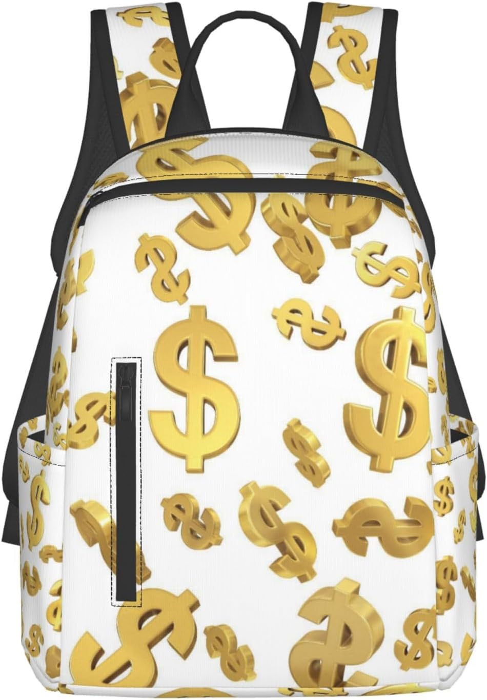 Yellow Gold Golden Dollar Sign Money Casual Elementary Backpacks Daypacks Bookbags Gifts Camping Travel Laptop Rucksack