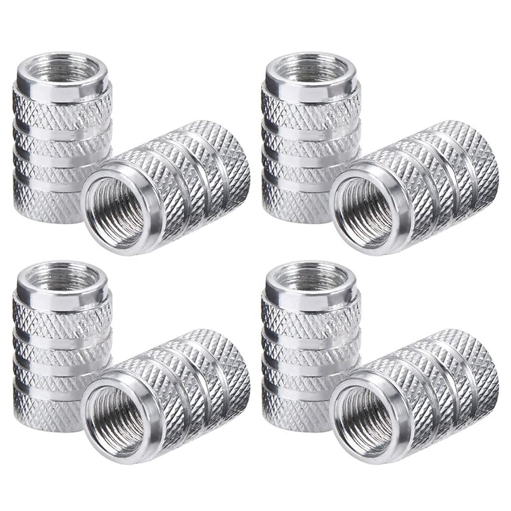 XTYPE 4Pcs Silver Car Tire Valve Stems Cap Knurling Style Tire Valve Cap Aluminum Tire Wheel Stem Air Valve Cap Valve stem caps (Color : 2)
