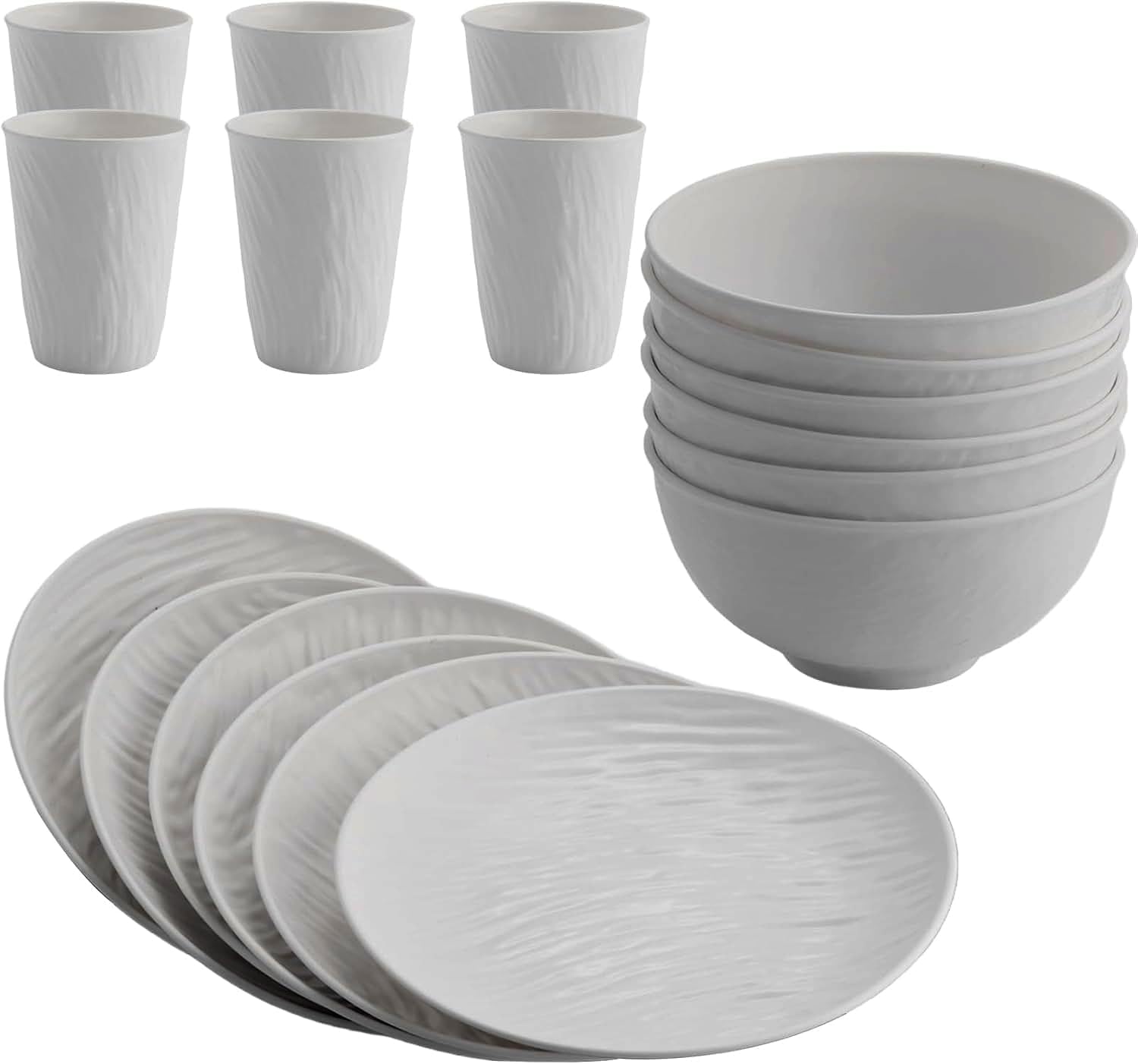 HOMGEN 18-Piece Plastic Dinner Set - Unbreakable PP Materials Camping Plates & Bowls for 6 People- Lightweight Picnic Crockery, Outdoor Dishware for Camping/Travel/Home Use (6 Complete Sets)