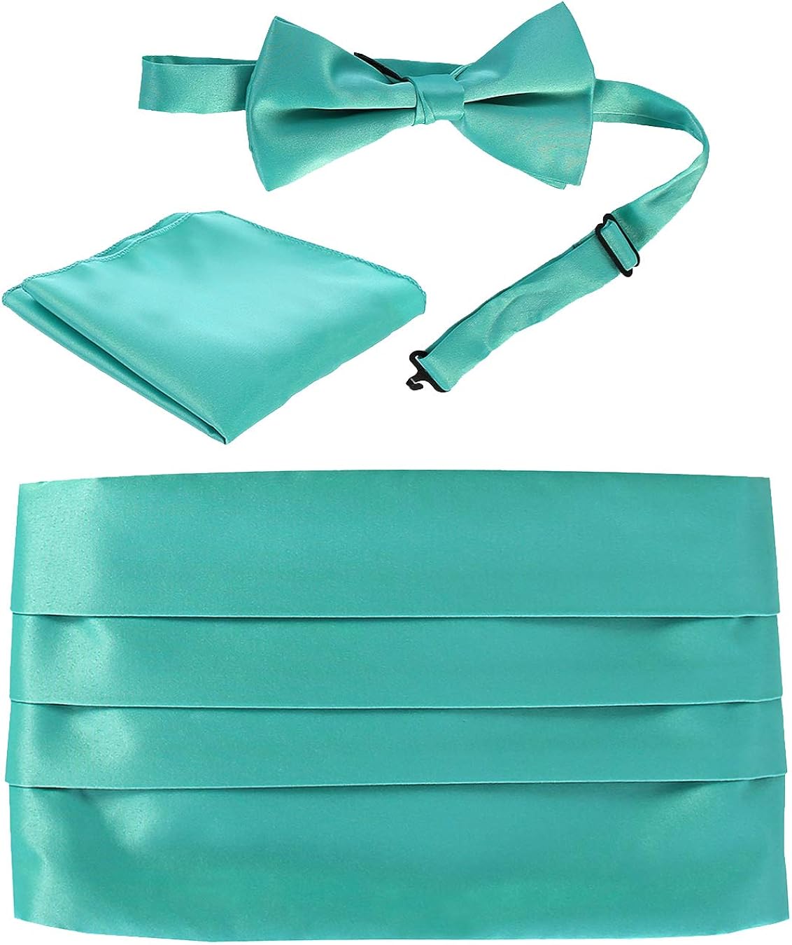 Gioberti Men's Adjustable Satin Cummerbund Set With Formal Bow Tie and Pocket Square, Black : Clothing, Shoes & Jewelry
