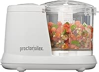 Proctor Silex Durable Electric Vegetable Chopper & Mini Food Processor for Chopping, Puree & Emulsify, 1.5 Cup, 1.5 cups, White