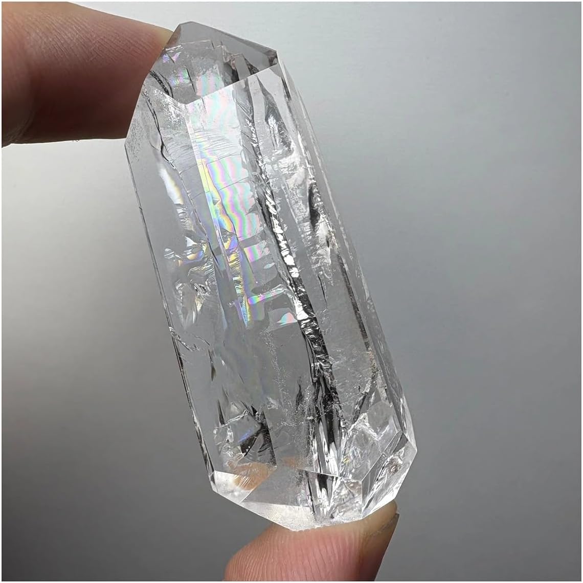 Crystal Stone Natural Seven-Color White Crystal Home Decoration Crystal Stone Holder Necklace(24 * 17 * 60mm 41.5g)