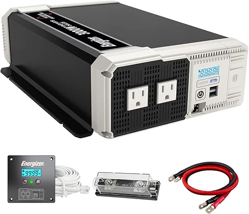Miniatura 10 de Energizer Inversor sinusoidal puro de 1500 vatios de 12 V y doble corriente alterna y USB kit de instalación incluido alimentación automotriz para