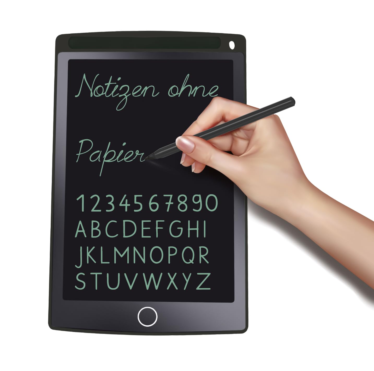 TimeTEX - Pizarra Digital SD | Pizarra Digital para Escribir – Ayuda a Aprender a Escribir. Ideal también para alérgicos a la Tiza | Contenido: Pizarra electrónica con Pantalla Negra