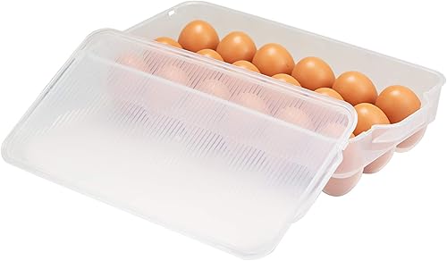 Miniatura 3 de Soporte para huevos cubierto, almacenamiento de huevos para refrigerador, se adapta a 18 huevos, paquete de 4