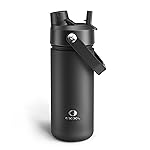 ENCOOL Insulated Water Bottle with Straw Stainless Steel Water Bottle, Leak-Proof, BPA-Free, Double Wall Vacuum Keeps Cold for 24 Hours for Sports, Travel, School (18 oz, Black Night)
