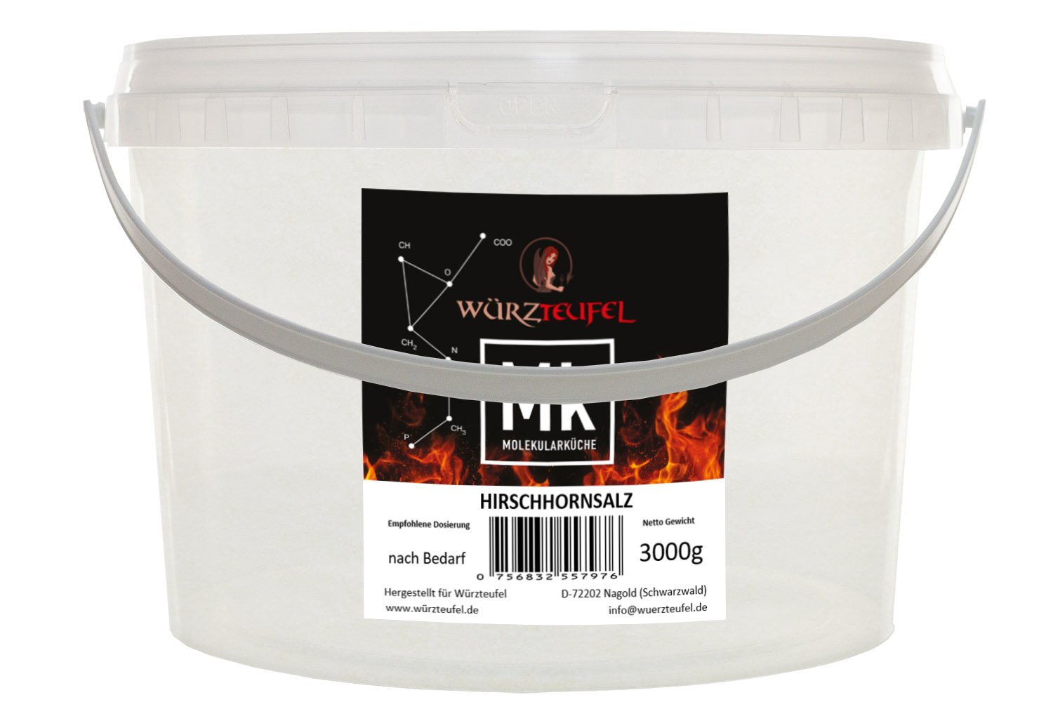 Hirschhornsalz Extra-Fein, Ammonium Bicarbonate, ABC Trieb-Pulver, E 503. PE-Eimer 2500g. (2,5 KG)