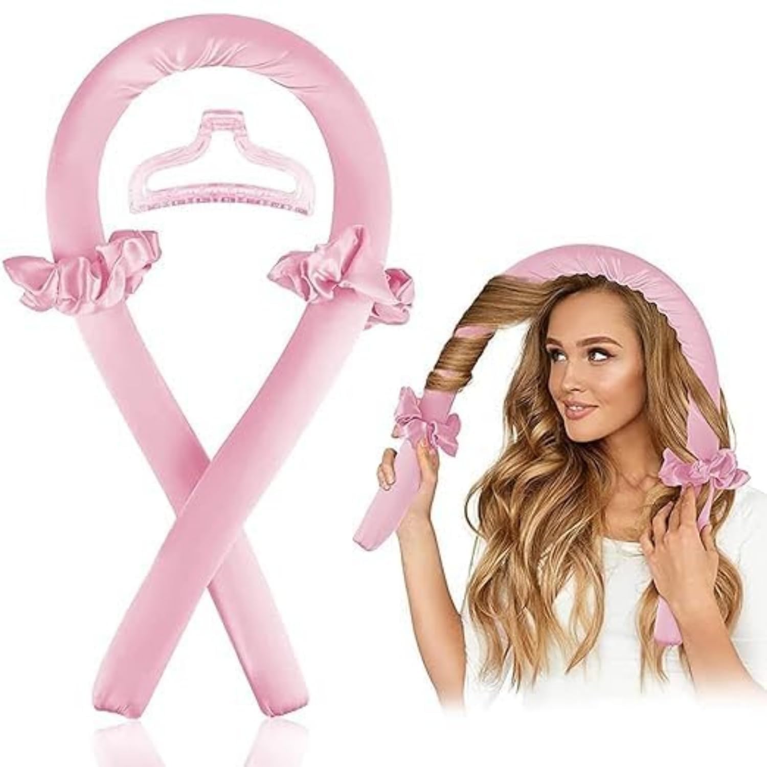 Heatless Hair Curler for Women – Satin Curling Rod Headband with Accessories | No-Heat Silk Ribbon & Soft Foam Rollers | Overnight Heatless Curlers for Long Hair, Natural Waves & Frizz-Free Curls (Multicolor)-image-34