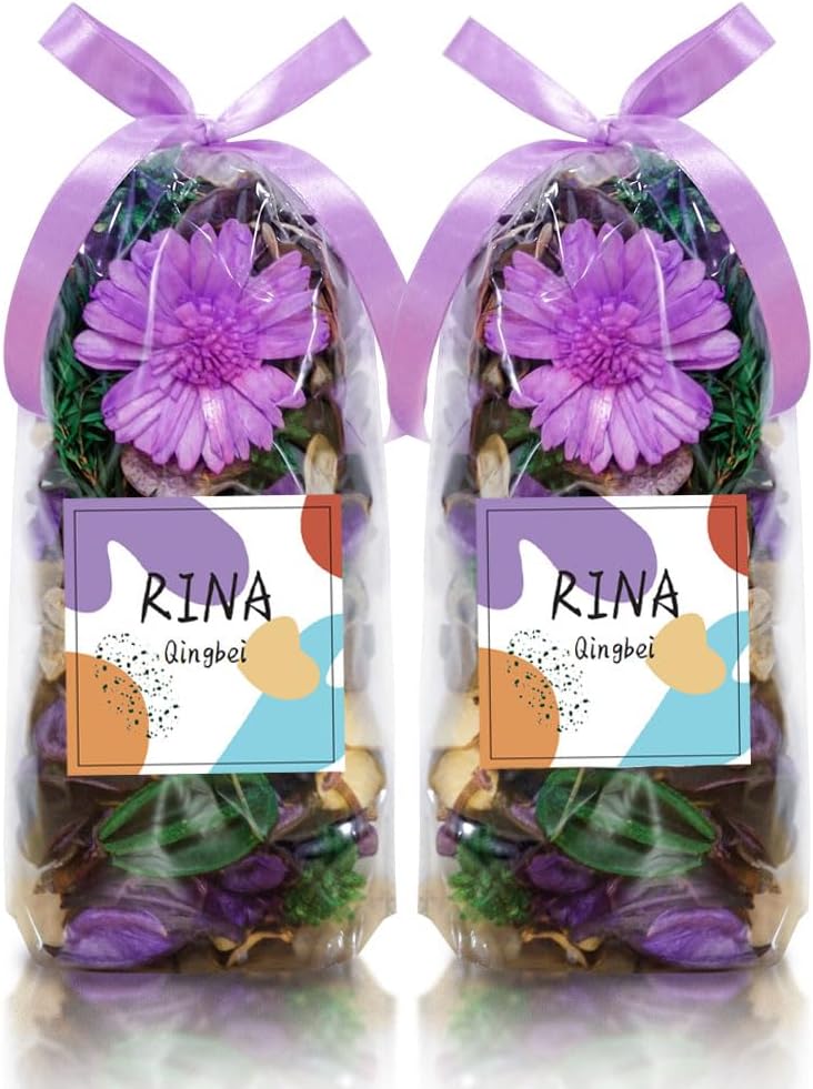 Qingbei Rina Potpourri Bags,Purple Potpourri Bowl Filler,Lavender Scented Decorative Potpourri Dried Flowers,Home Fragrance Sachet of Petals, Vase Fillers,Bathroom Decor(8.4 oz)