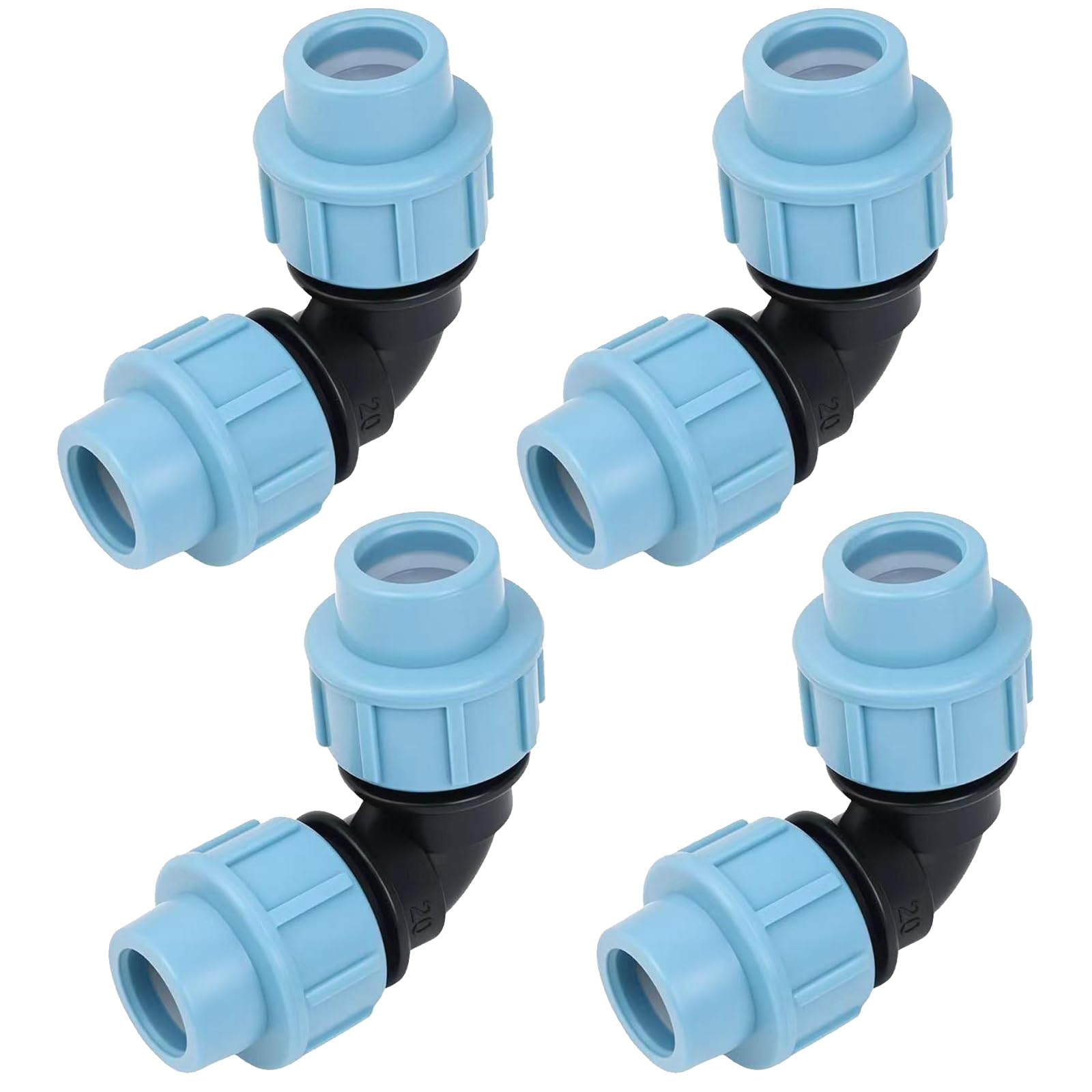 4Pcs Water Pipe Elbow Replacement, Plastic Elbow Pipe Fitting Garden Hose, L 20mm 90 Degree Replacement Pipe, Water Pipe Quick Couplings for Irrigation System 25mm