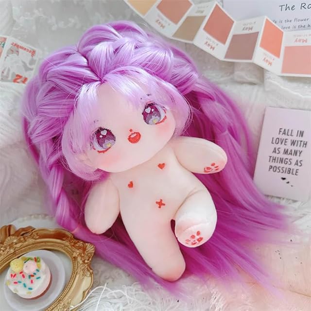 Foto 2 de 6 de niannyyhouse Muñeca de Felpa de 20 cm, Pelo lacio Morado, niña, humanoide, Cuerpo de Peluche, Ropa de Vestir
