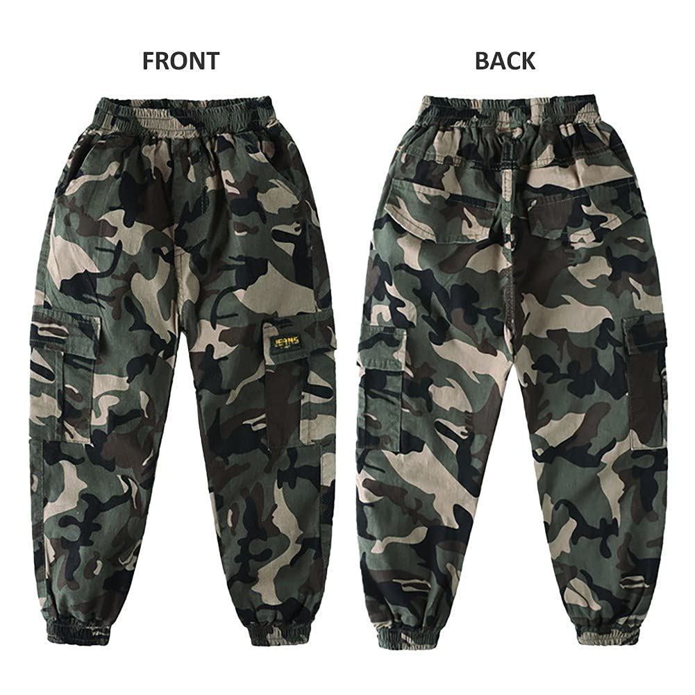 Rolanko Pantalones Cargo para Niños, Pantalones de Uniforme Escolar con Cintura Elástica para Niños de 6 a 14 Años