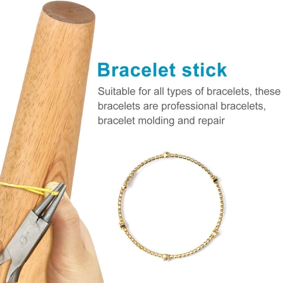 EXCEART Jewelry Wood Bracelet Mandrel Round Bangle Forming Tool for Sizing Solid Wood for Home Jewelry Making