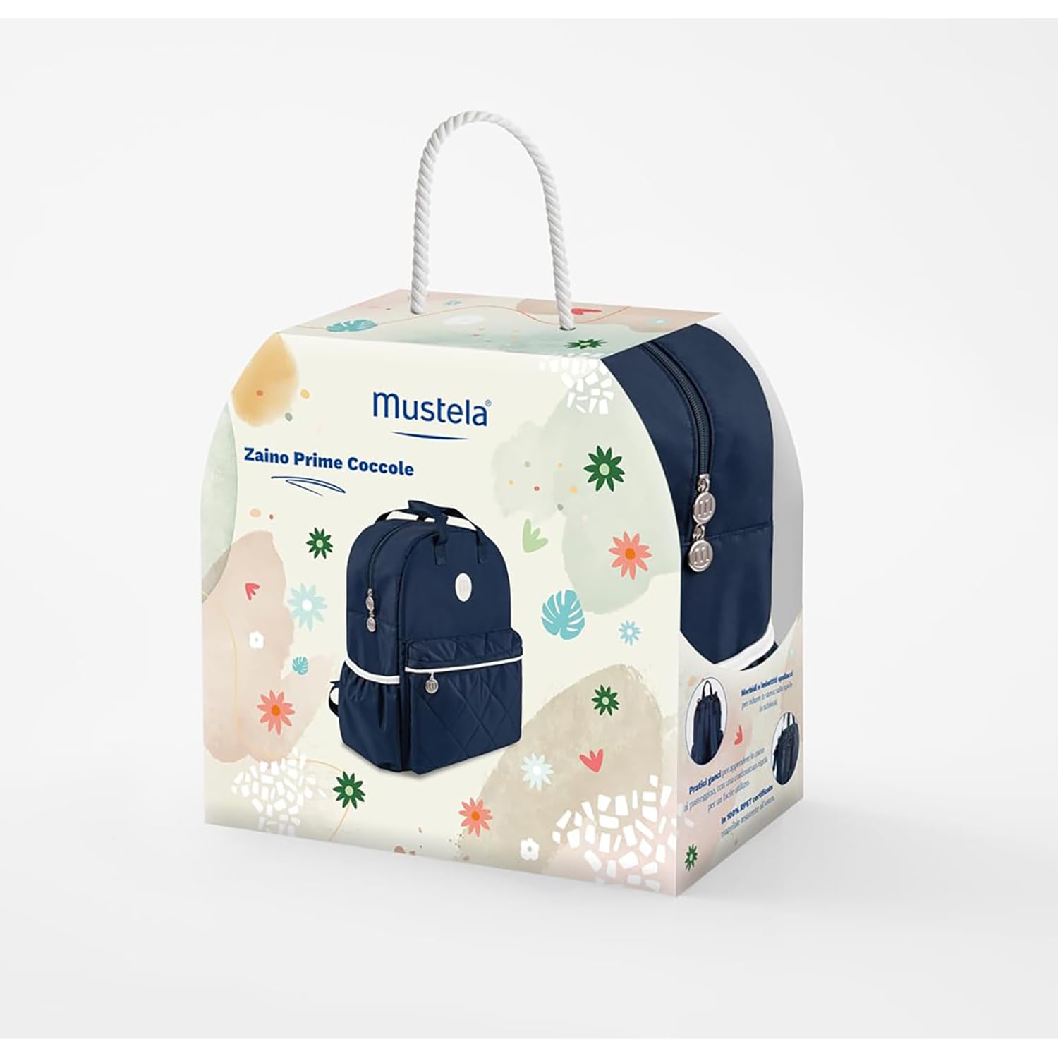 Mustela Zaino Prime Coccole Kit Nascita per Viso Corpo Cambio Pannolino Neonati Blu