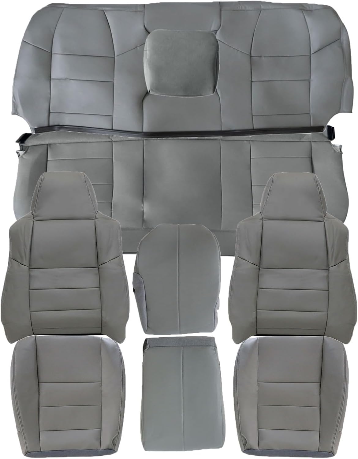 ((Similar incomplete))NLQR Front Driver & Passenger Side & Rear Bench Bottom & Top Back & Replacement Seat Covers Microfiber Leather Gray fit for Ford F250 F350 F450 F550 Lariat 2002-2007