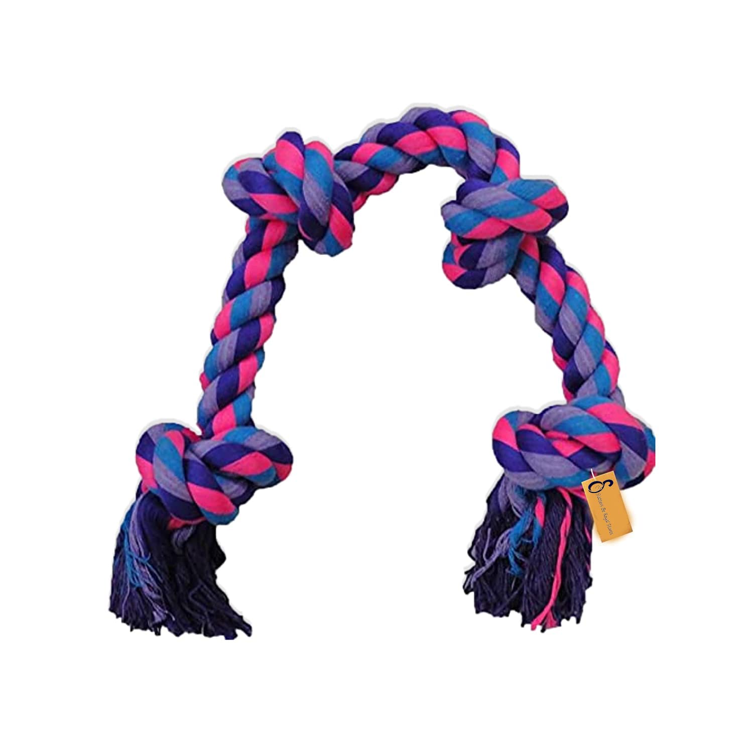 Cotton Dog Rope Toy for Aggressive Chewers, Tough Tug of War Large Dog Toys with Knots, Durable Cotton Rope Dog Chew Toy for Medium and Big Dogs- Washable (Multicolored)