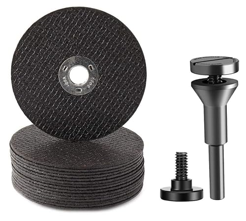 15Pcs 3 inch Cut Off Wheels with 1/4 in Mounting Mandrel Kit for Die Grinder, Metal Cutting Discs for Rotary Tool Drill Attachment Cutter Die Grinder Accessories
