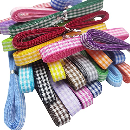 Libiline 50yards 1/4 (6mm) Assorted 25 Colors Gingham Ribbon Craft DIY Gift Packing Hair Bow Accessory (1/4 Multi-Colored)