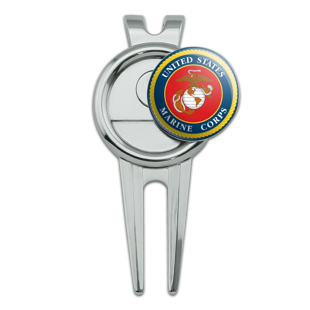 GRAPHICS & MORE Marines USMC Logo Blue Red Gold Officially Licensed Golf Divot Repair Tool and Ball Marker