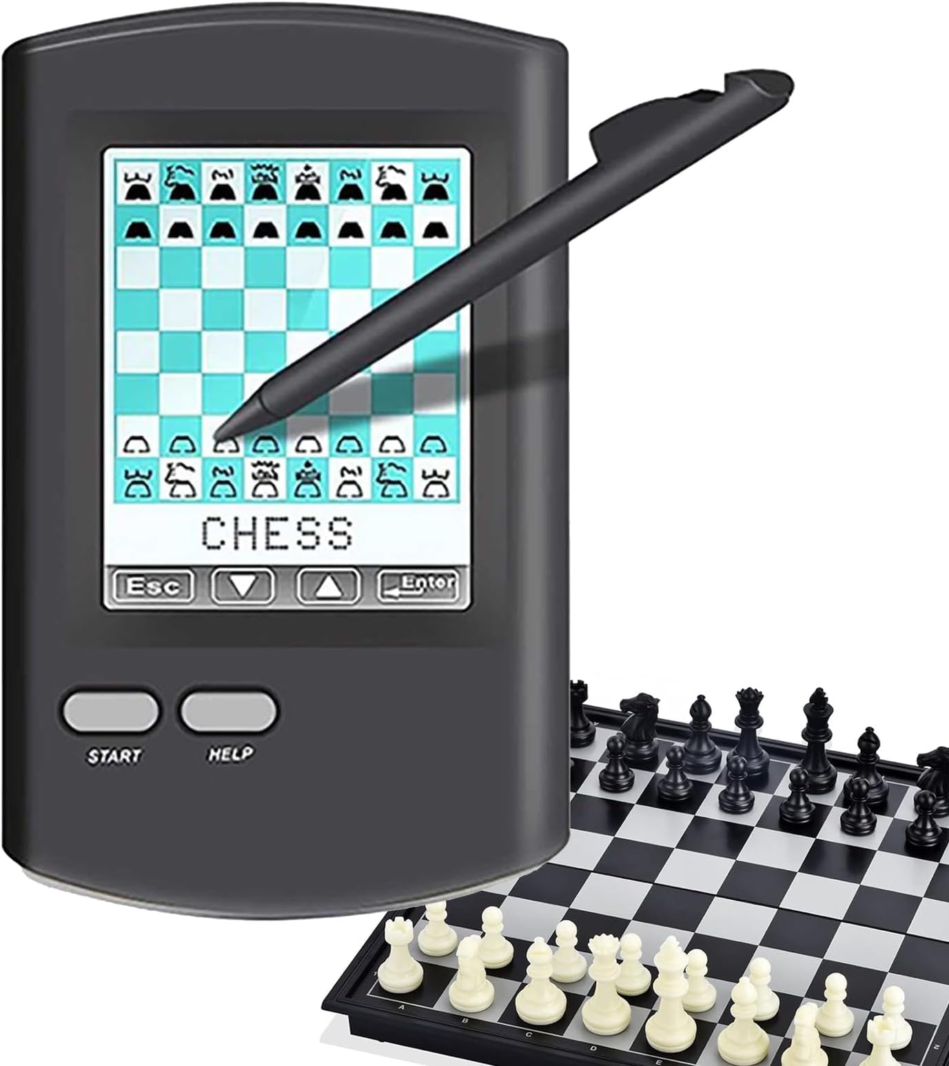Handheld Electronic Chess with AI Opponent & LED Display - 8-in-1 Smart Board Featuring 220+ Master Games for Strategic Learning for All Ages