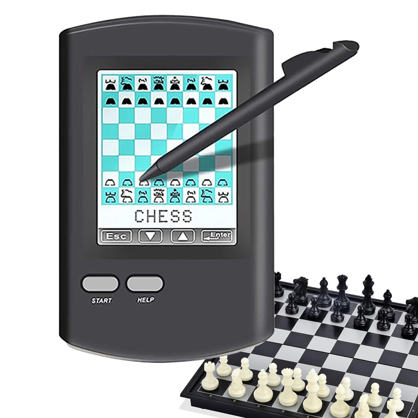 Handheld Electronic Chess with AI Opponent & LED Display - 8-in-1 Smart Board Featuring 220+ Master Games for Strategic Learning for All Ages