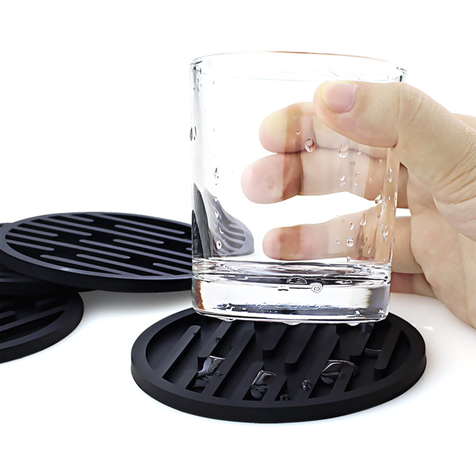 ZwaitL Sottobicchieri rotondi in silicone antiscivolo, eleganti tappetini per tazze da caffè, bevande, per tutti i giorni