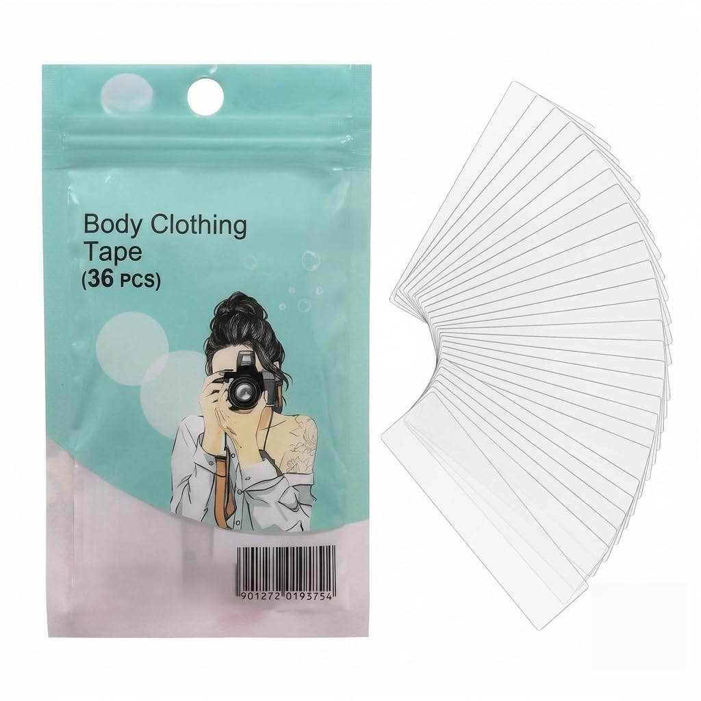 Body Clothing Tape for Women, 36 Piece Double Sided Fashion Tape Strips, Invisible Dress Tape for Clothes, Skin Friendly Strong Hold, Bra & Neckline Tape, No Sew Clothing Fix-image-19