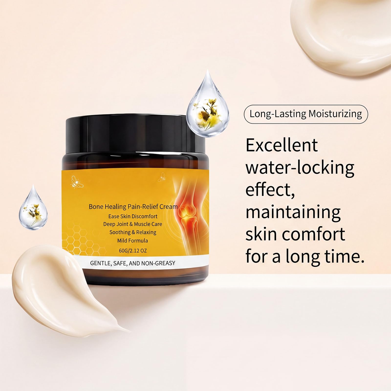 Crema de masaje corporal con veneno de abeja y condroitina para espalda, rodillas, manos, cuello y pies，(3pcs)