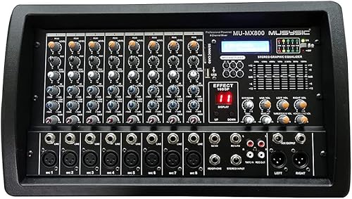 Miniatura 7 de MUSYSIC PROFESIONAL 8 CANALES 8000W MEZCLADOR DE POTENCIA CON Efectos de sonido DSP reales y BluetoothUSBSDFM Función de radio MU-MX8fx