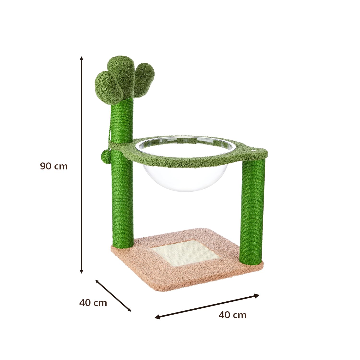 Amazon Basics Premium Imported Cactus Theme Cat Tree | 35-Inch | Large | Transparent Space Capsule | Scratching Posts for Adult Cats 4