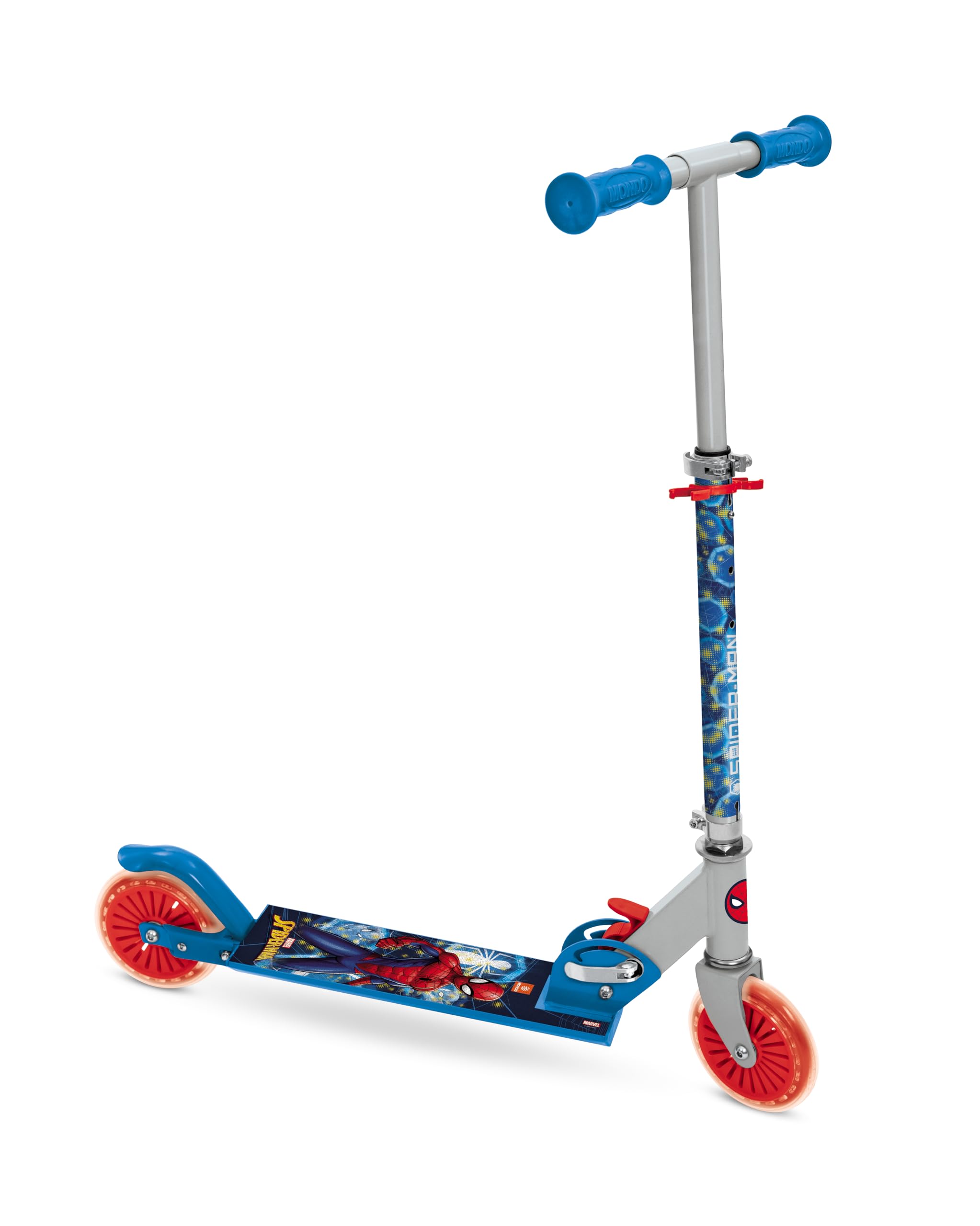 Mondo Toys Spiderman Aluminium Scooter – 2‑Wheel Foldable Kids’ Scooter with Adjustable Handlebar – Multicolour – Model 28687
