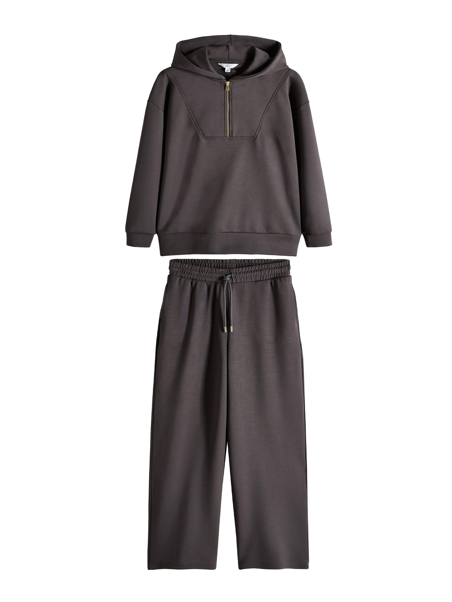 THE SET Donne Conjunto de sudadera extragrande con cierre de cremallera y