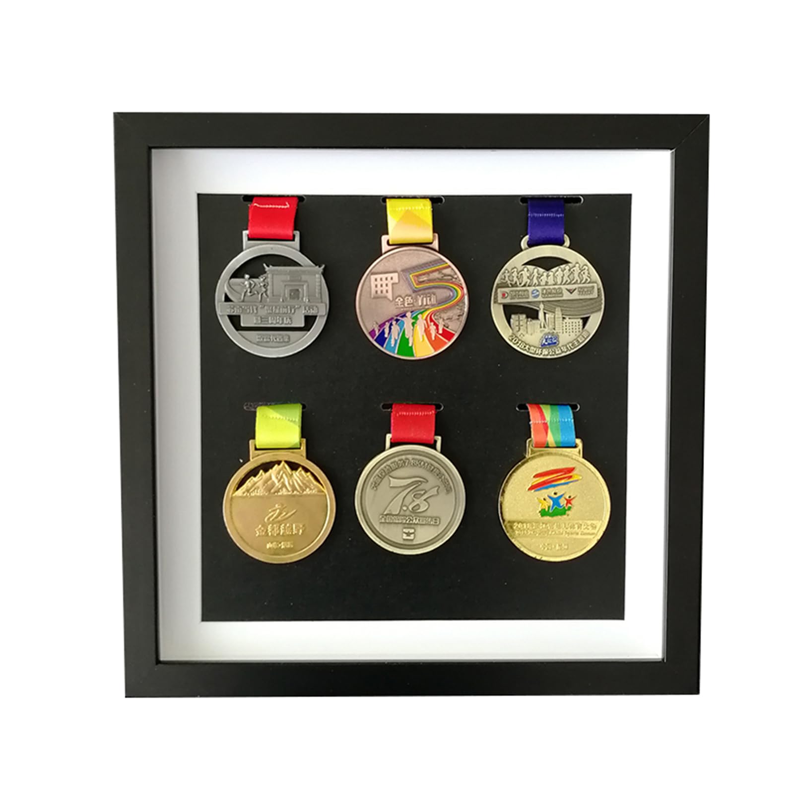 ETUELNOPT Medal Storage Box for Runners, Solid Wood Medal Display Case, Multicolor, Multiple Sizes for Sports & Military(Black,28 inches (inner diameter of 7 medals is 23 * 50cm))