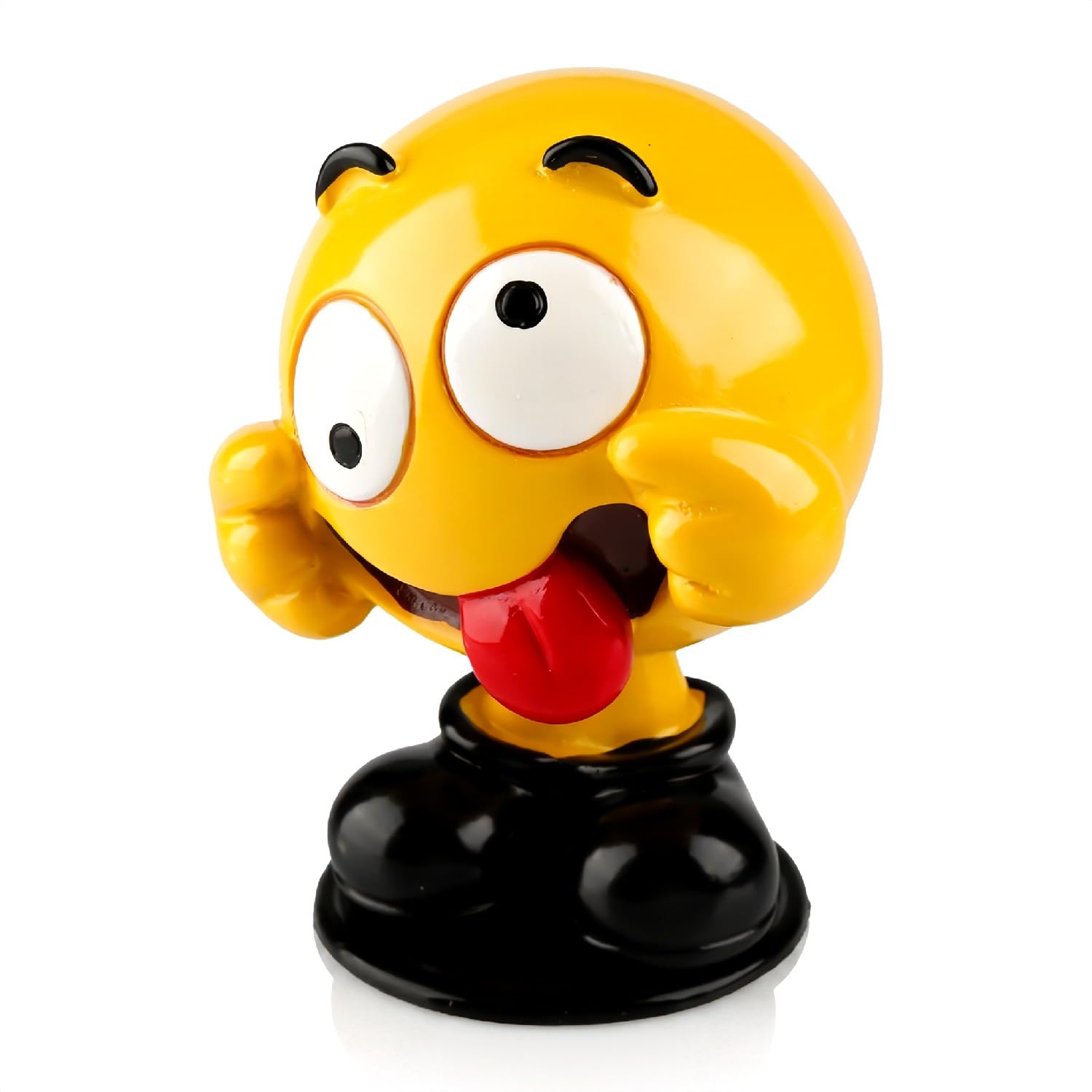 wellrun Funny Car Bobblehead Figurine,Cute Yellow Emoji Nodding Head Doll for Dashboard Decor,Creative Shaking Toy Ornament for Office Desk,Bedroom,Living Room Shelf