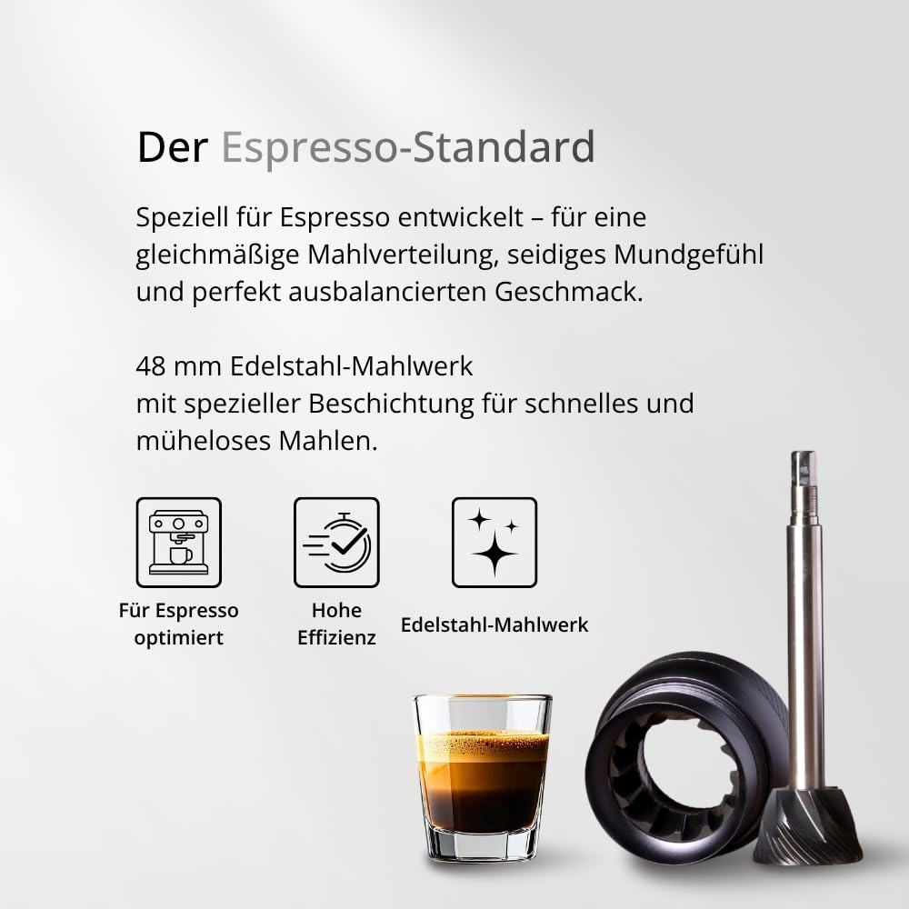 1Zpresso J-Ultra Manuelle Kaffeemühle Eisen Grau, Konisches Mahlwerk, Klappgriff, Magnetischer Auffangbehälter 40g, Numerisch Einstellbare Feinheit, Schnellere Mahlgeschwindigkeit ideal für Espresso