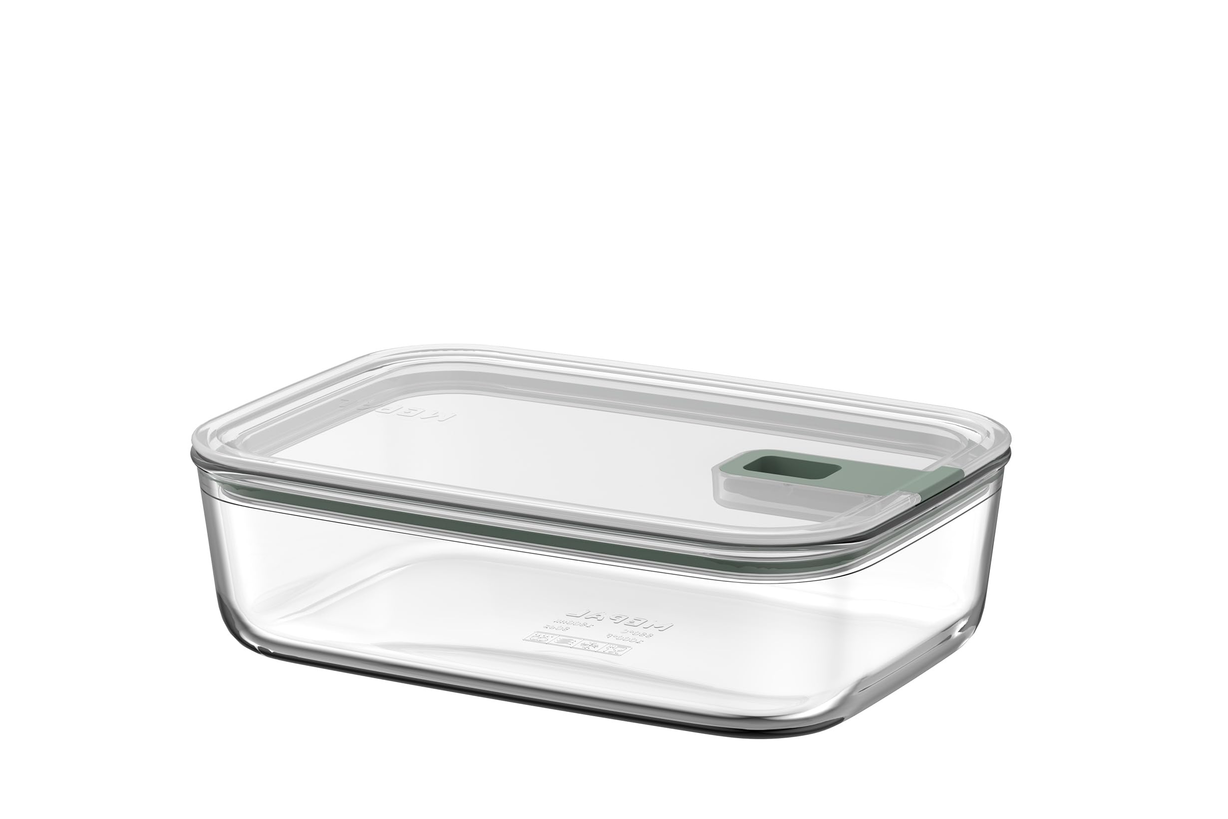 Mepal - Glass Food Container EasyClip - Container with lid & sliding closure - Meal prep boxen - Suitable for microwave, steam oven and oven - Airtight - 1,5 l - Nordic sage