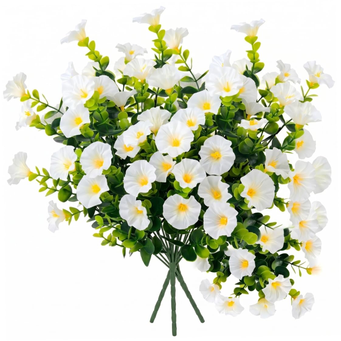 Neptuiby Artificial Petunias Realistic White Flowers 24PCS Uv Resistant Artificial Petunias Outdoors Indoor Decor, 36cm/14.17inch