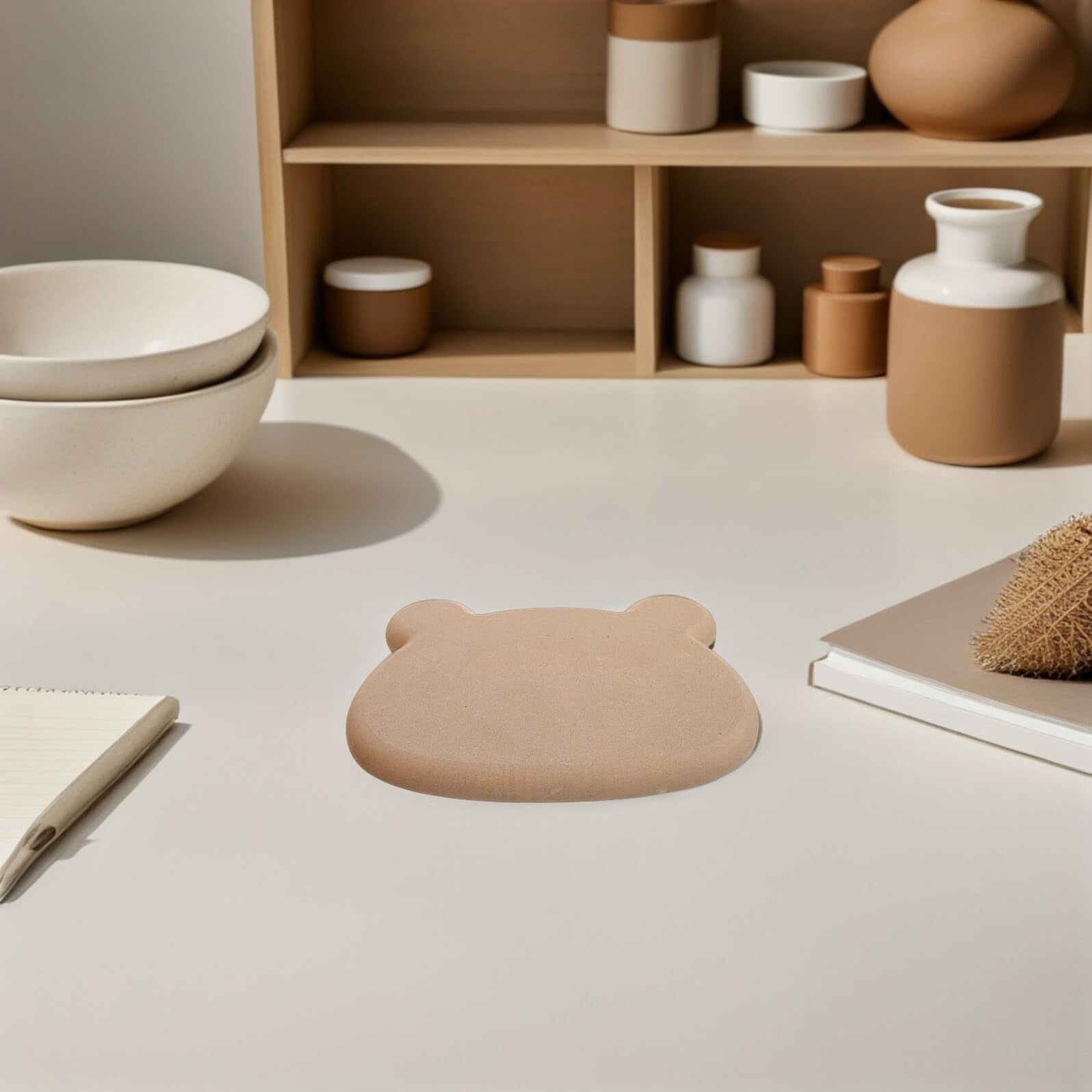 NUOBESTY Moule à Modeler en Bois pour Poterie, Tête D'ours, Fiable et Forme Constante, pour Modelage la Main en Céramique et Enseignement Scolaire