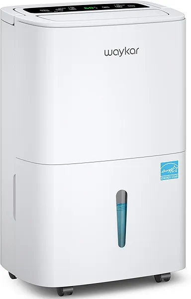 Waykar 120 Pints 2025 Energy Star Home Dehumidifier for Spaces up to 6,000 Sq. Ft at Home, in Basements and Large Rooms with Drain Hose, Handle, Auto Defrost and Self-Drying.
