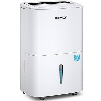 Waykar 80 Pints Energy Star Home Dehumidifier for Spaces up to 5,000 Sq. Ft at Home, in Basements and Large Rooms with Drain Hose, Handle, Auto Defrost and Self-Drying.