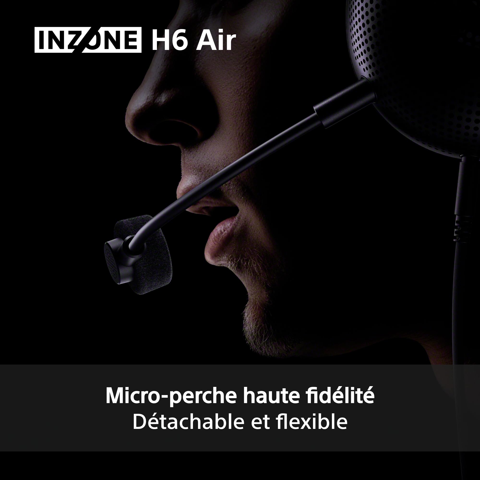 Casque Gaming Filaire Ouvert Sony INZONE H6 Air – Son Spatial 360° pour Le Gaming, Conception Ultra-légère de 199 g, Microphone à Perche Amovible, égaliseur personnalisé INZONE Hub – PC/PS5, Noir