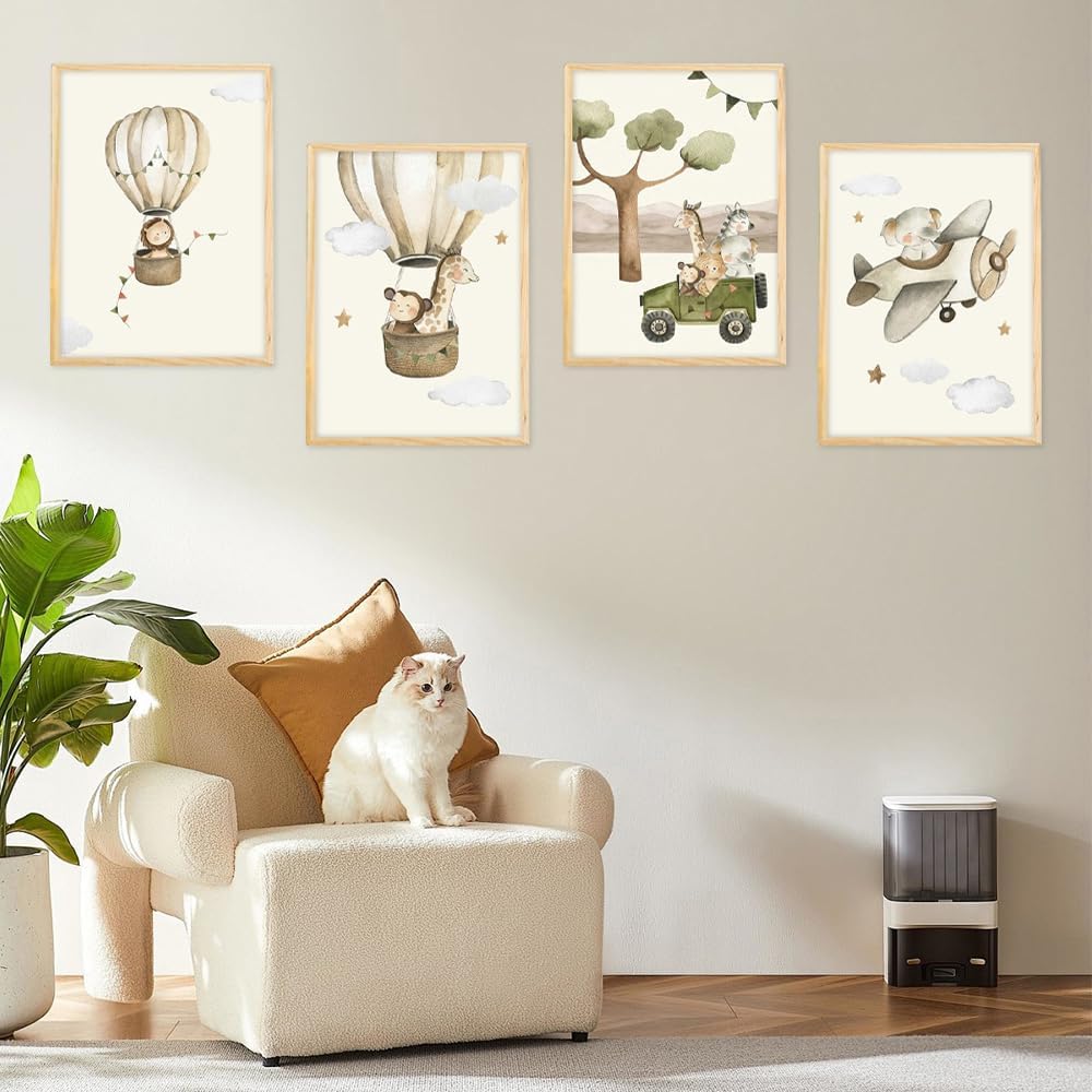 YunBey Lot de 4 Affiches Chambre D'enfant Animaux de la Forêt A4 Poster Enfant Sans Cadre Decoration Murale Chambre Bébé pour Garçon et Fille