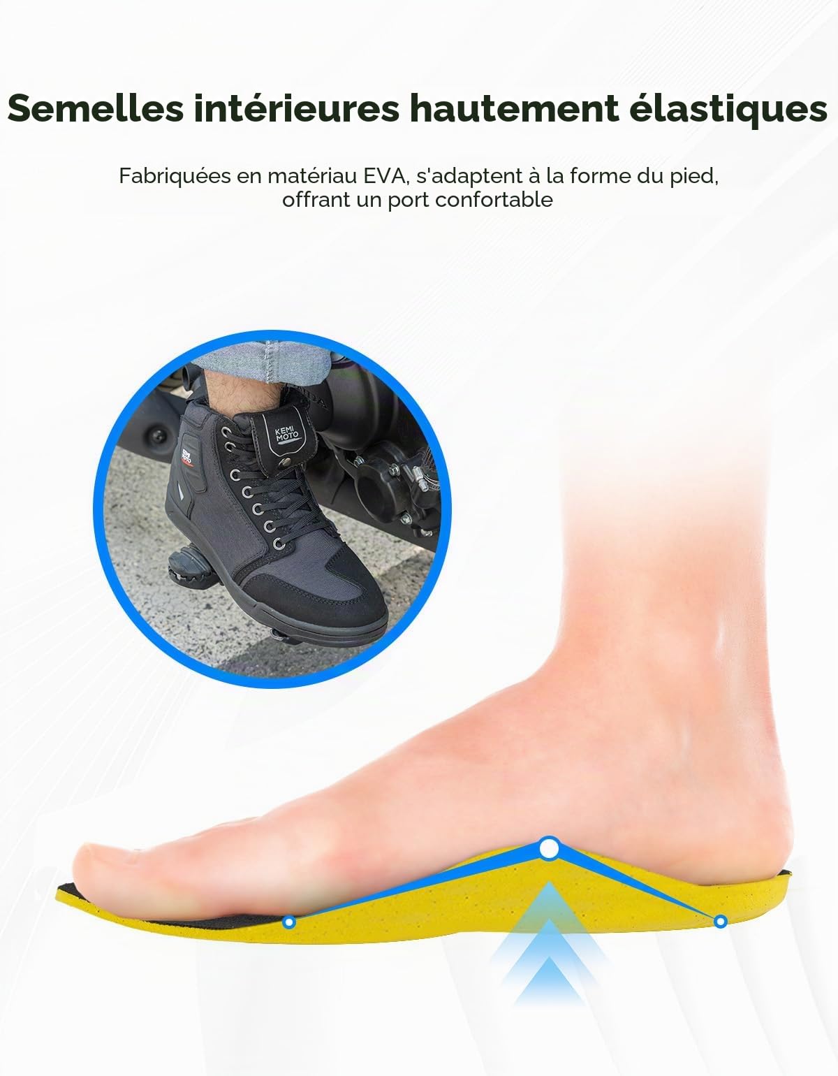 KEMIMOTO Chaussure Moto Homme, Botte Moto Hommes Décontractées avec Coussinets de Changement, Chaussures de Motocross Respirantes Antidérapante avec Support de Cheville