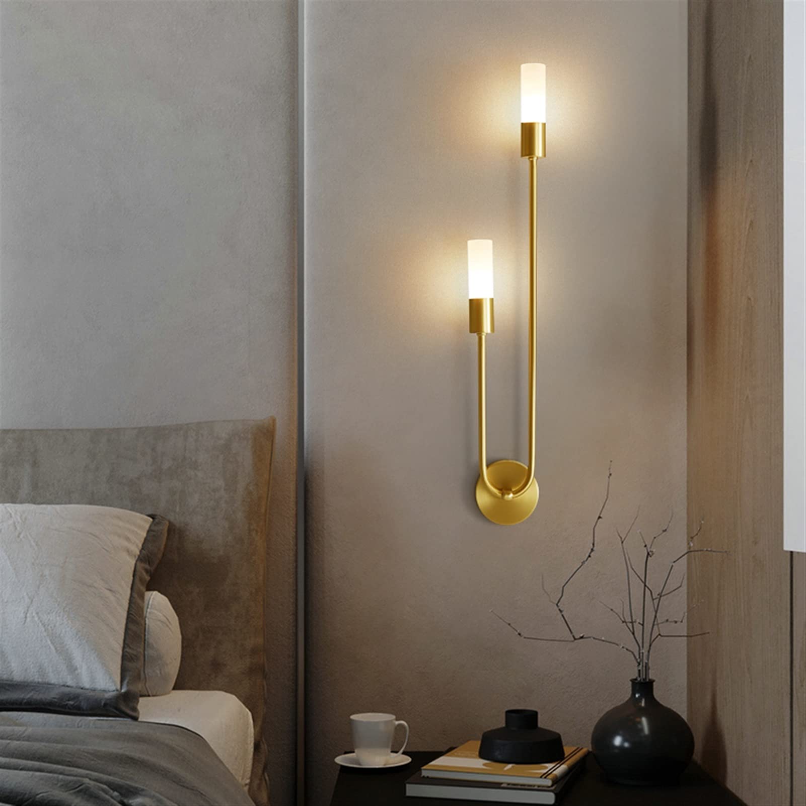 JKJZSALJ Modern Led Wall Lamp - Brass Sconce Lights Compatible With Bedroom Bedside Reading Corridor Aisle Home Indoor Decoration Lighting, Led Light,Right Short,Right Short